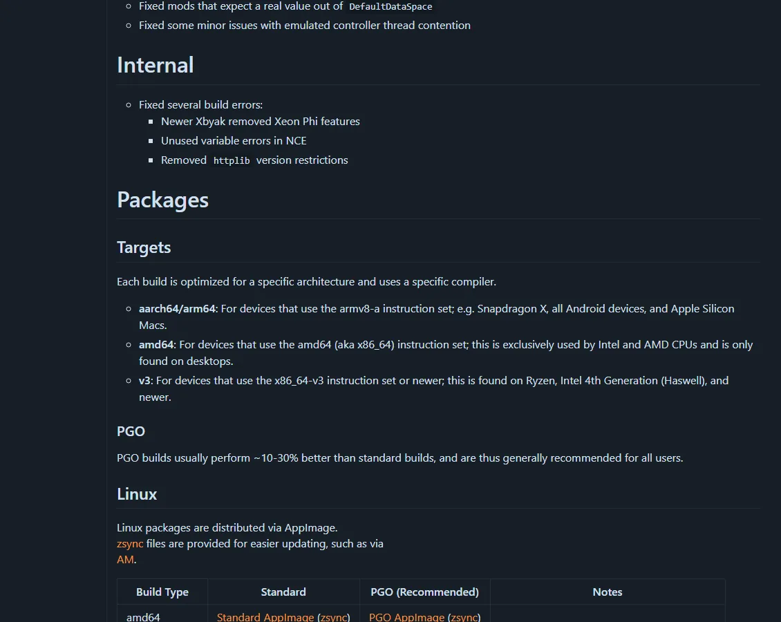 Eden Linux Stable v0.2.1 AppImage build table